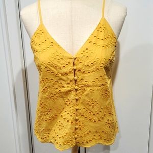 Strappy Eyelet Yellow Top Size Medium 8-10